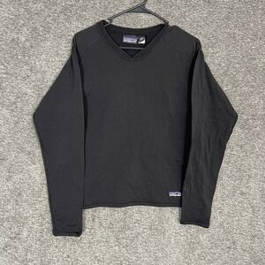 Patagonia Regulator Thermal Womens L Black Long Sleeve V‎ Neck Made in USA